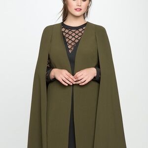 Eloquii Below the Knee‎ Cape Jacket Long Coat Olive Green Women Size 20 NWOT